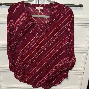 Women's Burgundy Patterned Top